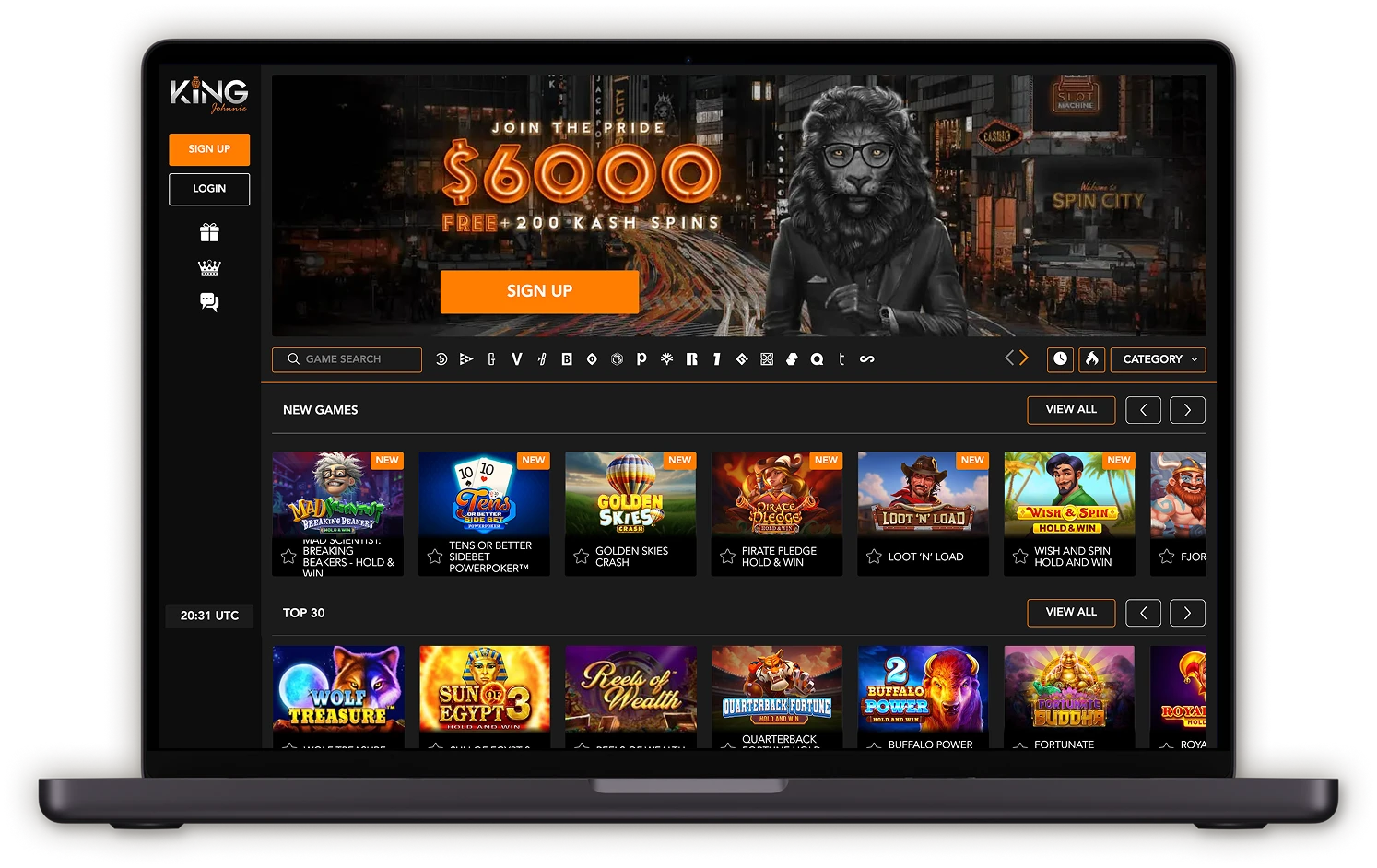 King Johnnie Casino Australia Desktop